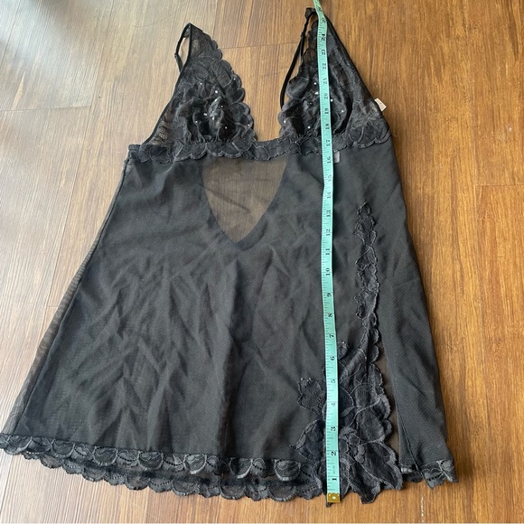 Victorias Secret Lace Lingerie Medium Nightgown Mesh Black Slip Y2K Babydoll - Picture 13 of 15